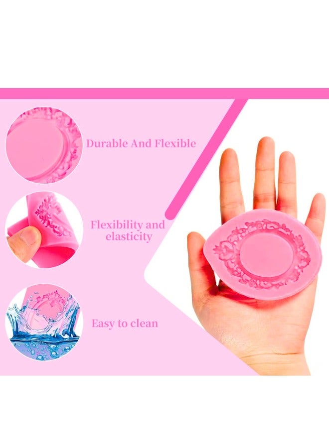 Chase Up Photo Frame Silicone Mold, Frame Molds for Chocolate - 4 Pack Picture Frames Crown Flower Silicone Mold, for Sugarcraft Cake Border Decoration Cupcake Topper Jewelry, Polymer Clay - Pink (Pink) - Image 2