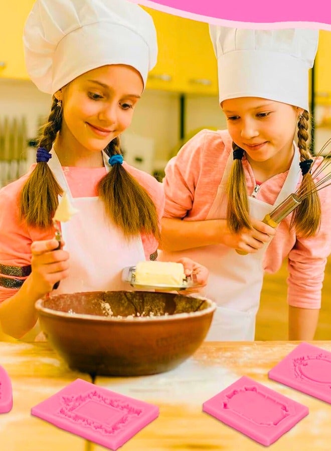 Chase Up Photo Frame Silicone Mold, Frame Molds for Chocolate - 4 Pack Picture Frames Crown Flower Silicone Mold, for Sugarcraft Cake Border Decoration Cupcake Topper Jewelry, Polymer Clay - Pink (Pink) - Image 3