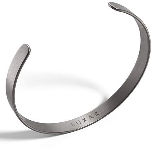 LUXAR men's titanium cuff bracelet | Solid titanium minimalist bracelet designed for men | Available in medium and large sizes | Explore the world of Luxar (Brushed Titanium | Medium) - Image 1