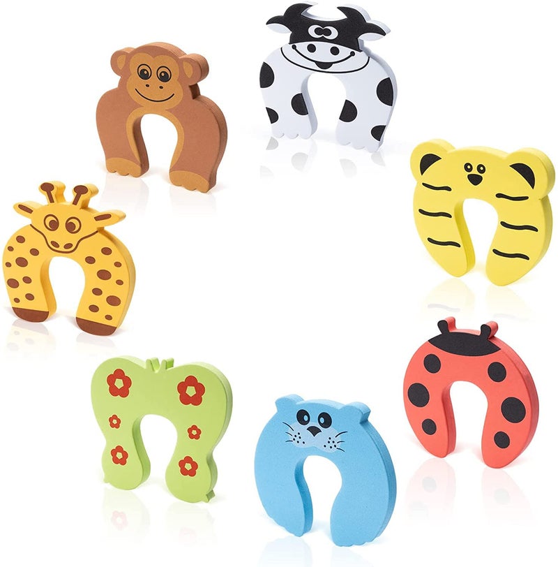Mockery 6Pcs Finger Pinch Guard Animal Door Stop Soft Foam Cushion Baby Finger Protector Stopper Cartoon Door Stop, Child Baby Safety Protection (Pattern May Vary),Multicolor - Image 1