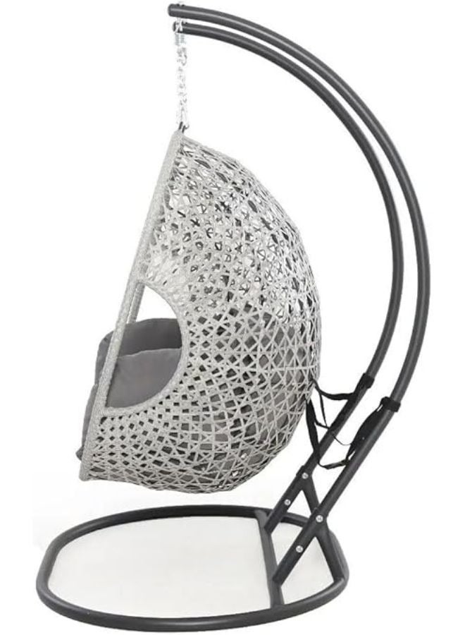 هارموني هوم كرسي أرجوحة لشخصين من هارموني هوم، مقعد معلق من الخيزران مع وسائد، مناسب للاستخدام الداخلي والخارجي في الحديقة، الشرفة والفناء، رمادي - Image 3