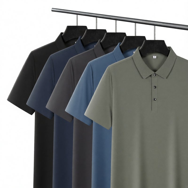 Men's Cooling Waffle Knit Polo Shirt Short Sleeve Breathable Business Casual Sport Top