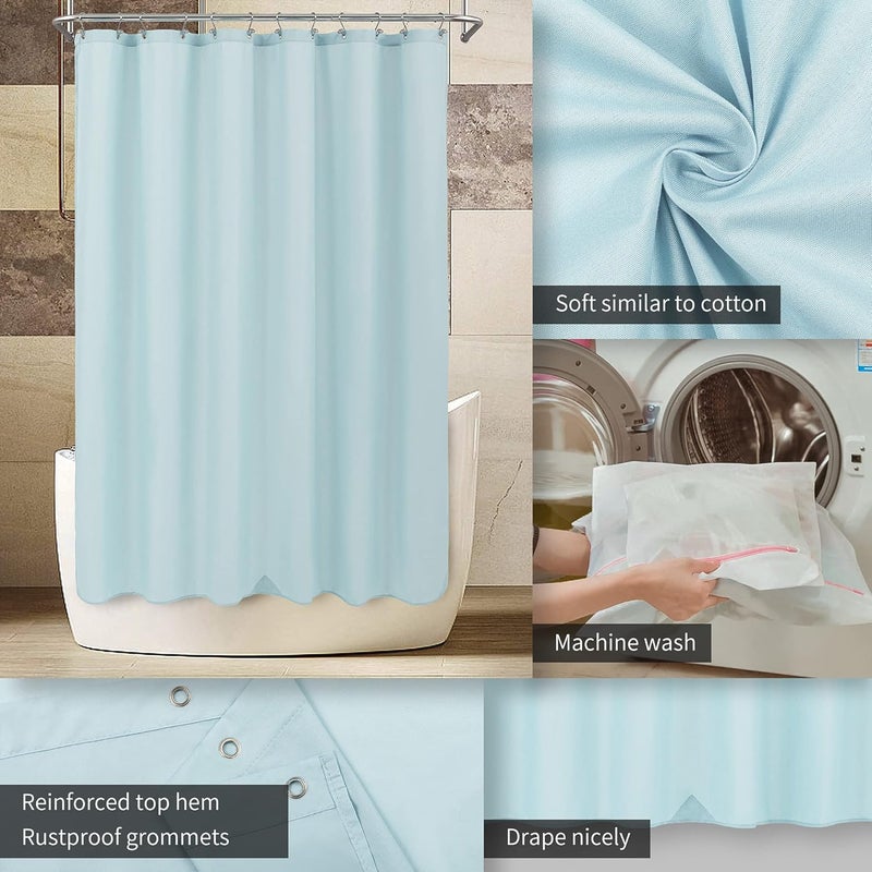 ALYVIA SPRING Waterproof Fabric Shower Curtain Liner, Washable Cloth Shower Curtain for Bathroom - Standard Size 72x72, Blue - Image 3