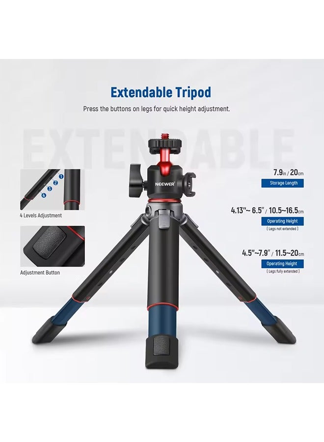 Neewer NEEWER Mini Camera Tripod with 360° Adjustable Ball Head and Accessory Shoe Extendable Vlogging Table Tripod For Camera iPhone  - Image 3