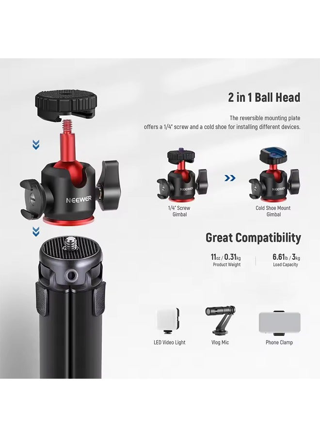 Neewer NEEWER Mini Camera Tripod with 360° Adjustable Ball Head and Accessory Shoe Extendable Vlogging Table Tripod For Camera iPhone  - Image 5