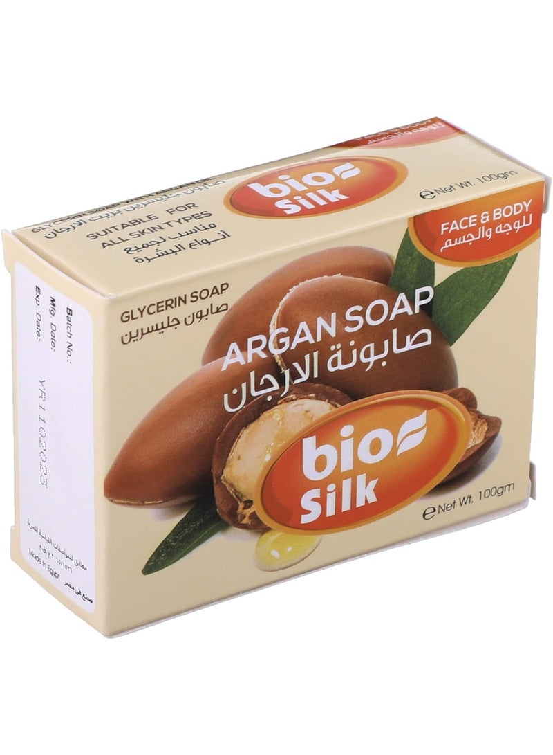 BIOSILK Glycerin Soap with Argan Oil - 100 gm - Image 1