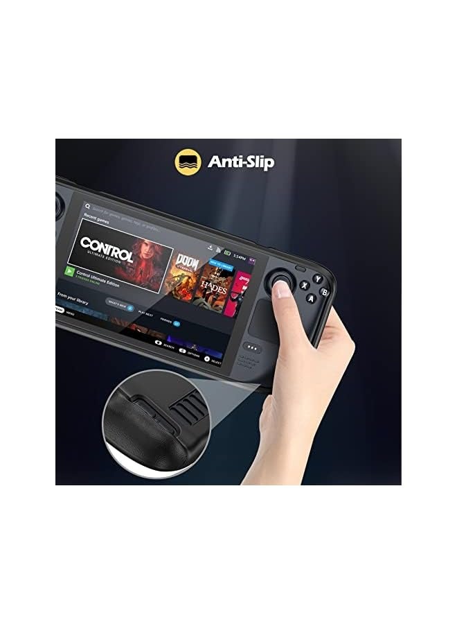 PROMASS Flip Case for Steam Deck with Front Cover, Upgraded Protective Case for Steam Deck with Magnetically Detachable Front Shell Accessories -Black - Image 2