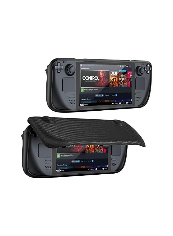 PROMASS Flip Case for Steam Deck with Front Cover, Upgraded Protective Case for Steam Deck with Magnetically Detachable Front Shell Accessories -Black - Image 1