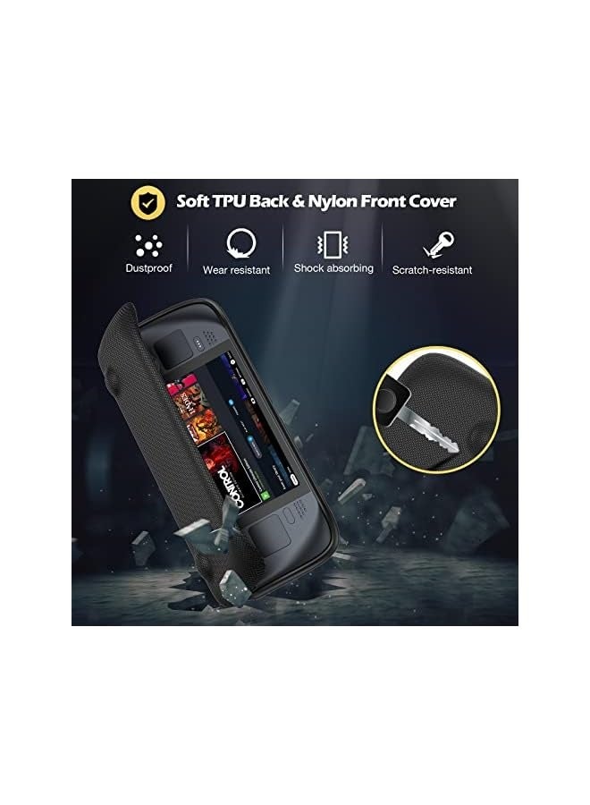 PROMASS Flip Case for Steam Deck with Front Cover, Upgraded Protective Case for Steam Deck with Magnetically Detachable Front Shell Accessories -Black - Image 3