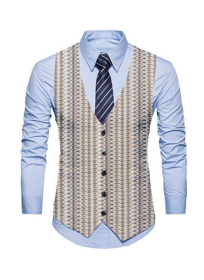 KUYING New Fashionable Personalized Printed Men's Suit Vest  - Image 1