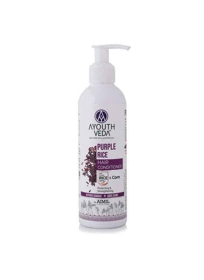 AYOUTHVEDA Purple Rice Water & Corn Hair Conditioner ; Protects & Strengthens Damaged & Frizzy Hair ; With The Goodness Of Betel Leaves & Guava Leaves ; Adds Shine & Smoothness To Hair (Pack Of 1 200Ml)  - Image 2