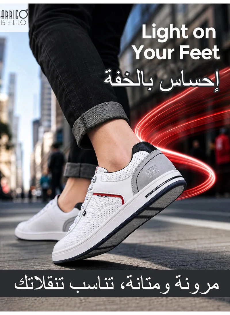 ARRIGO BELLO white ARRIGO BELLO Men's Stylish Sneakers Low Top Casual Lace-up Shoes for Daily Wear for Men | Best Price UAE