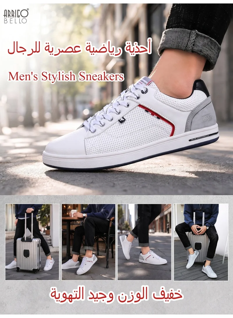 ARRIGO BELLO white ARRIGO BELLO Men's Stylish Sneakers Low Top Casual Lace-up Shoes for Daily Wear for Men | Best Price UAE