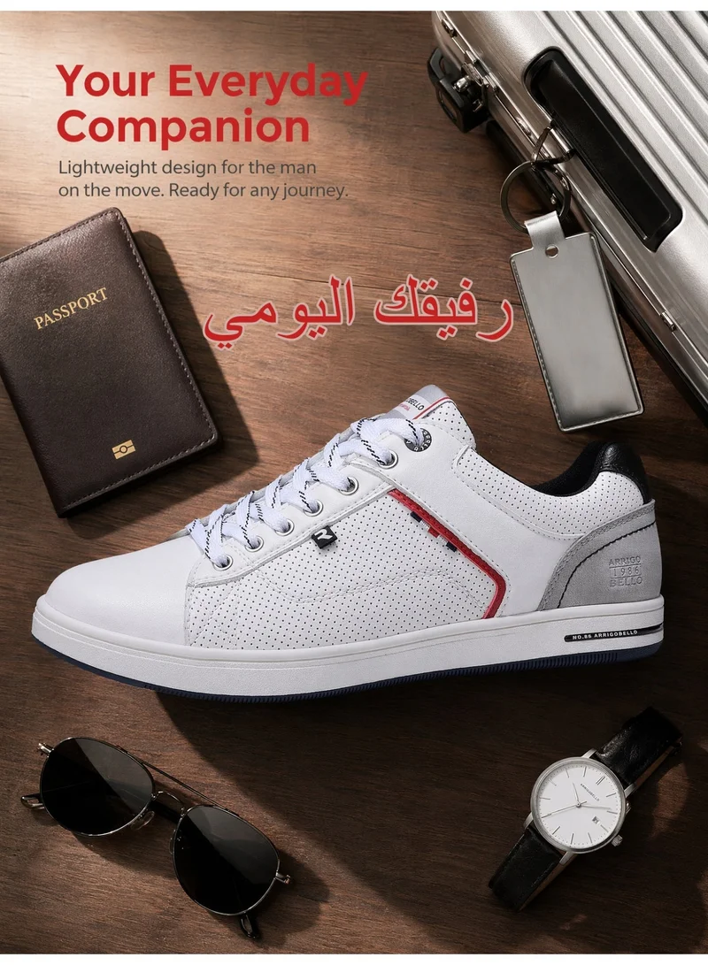 ARRIGO BELLO white ARRIGO BELLO Men's Stylish Sneakers Low Top Casual Lace-up Shoes for Daily Wear for Men | Best Price UAE