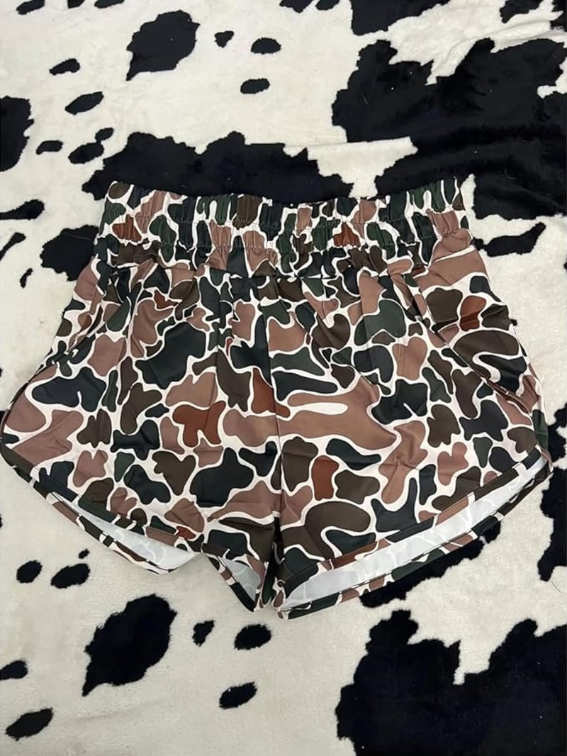 RICHTRUE Camo Boxer Shorts Women Cute Graphic Y2k Shorts Colorful Summer Bottoms 2025 Trendy (Brown02,M,Medium) - Image 3