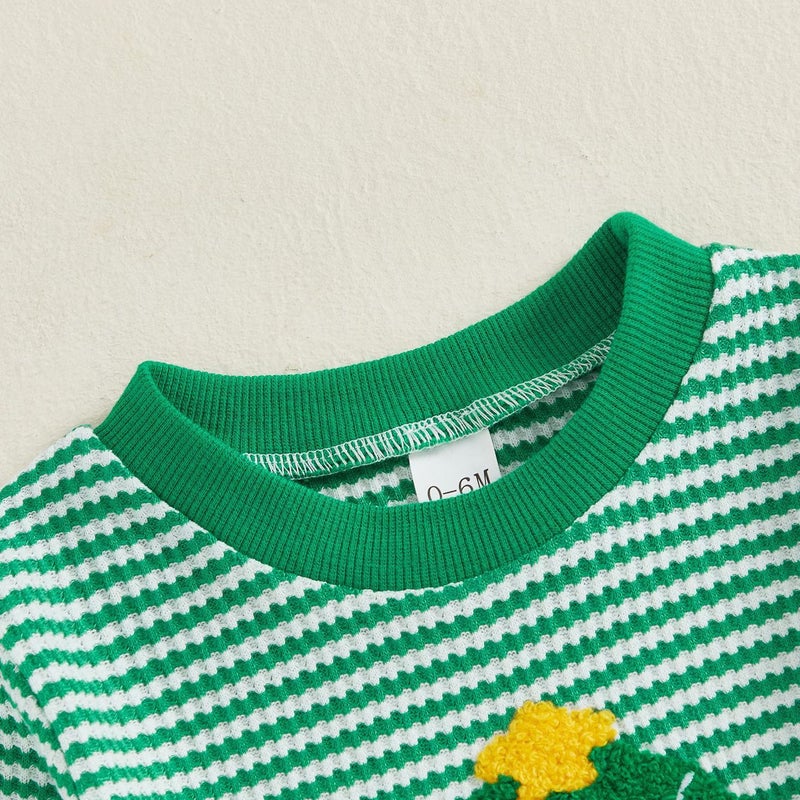 Cross-Border Kidsren''s Clothing 2025 Christmas Autum Kidsren''s Christmas Tree Embroidered Stripesd Long-Sleeved Sweatshirt and Pants Two-Piece Set - Image 4