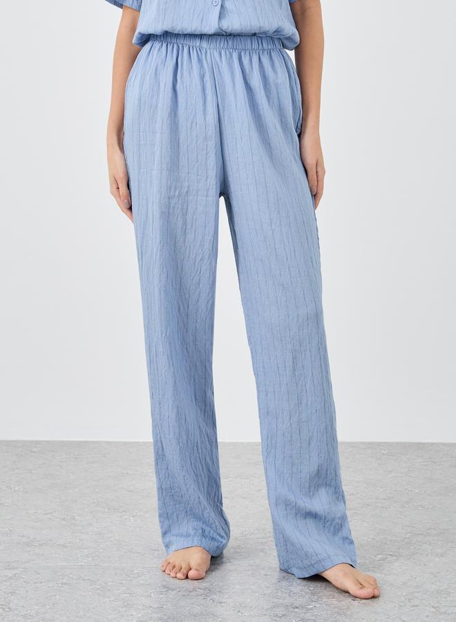 Styli Textured Striped Buttoned Shirt and Pyjama Set - Image 4