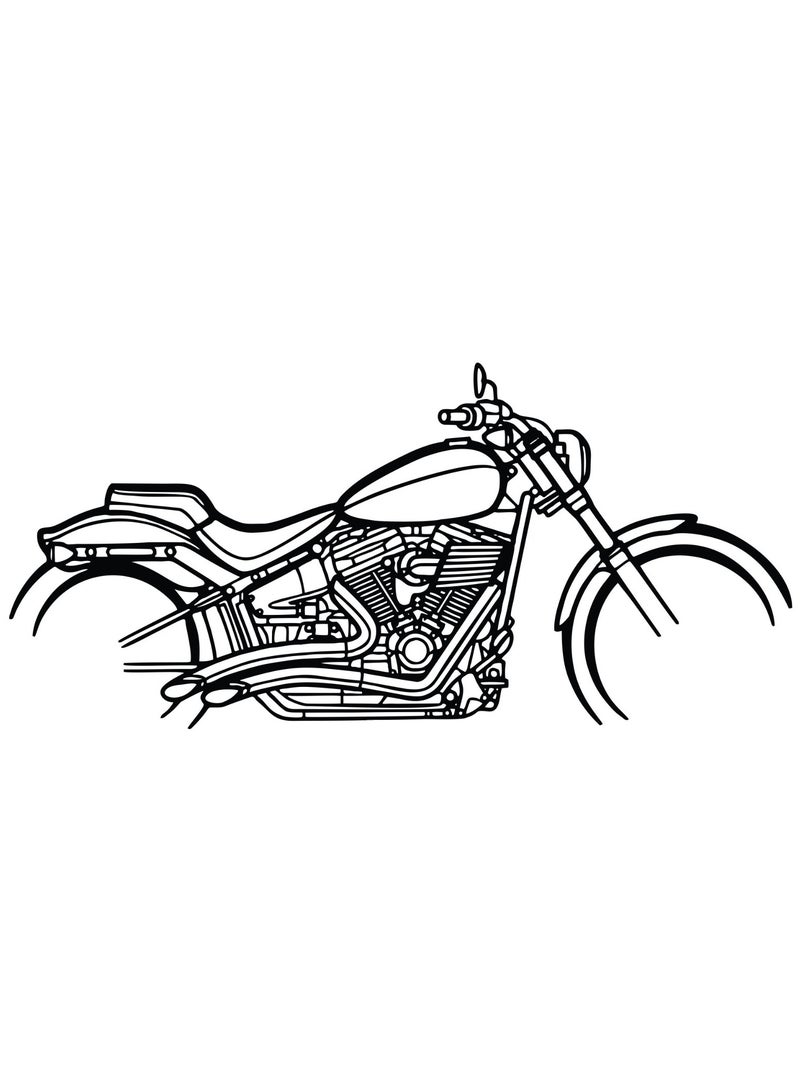 MIRFA Wooden Wall Art With Self Adhesive Base - Black (Harley Davidson Motorcycle)  - Image 1