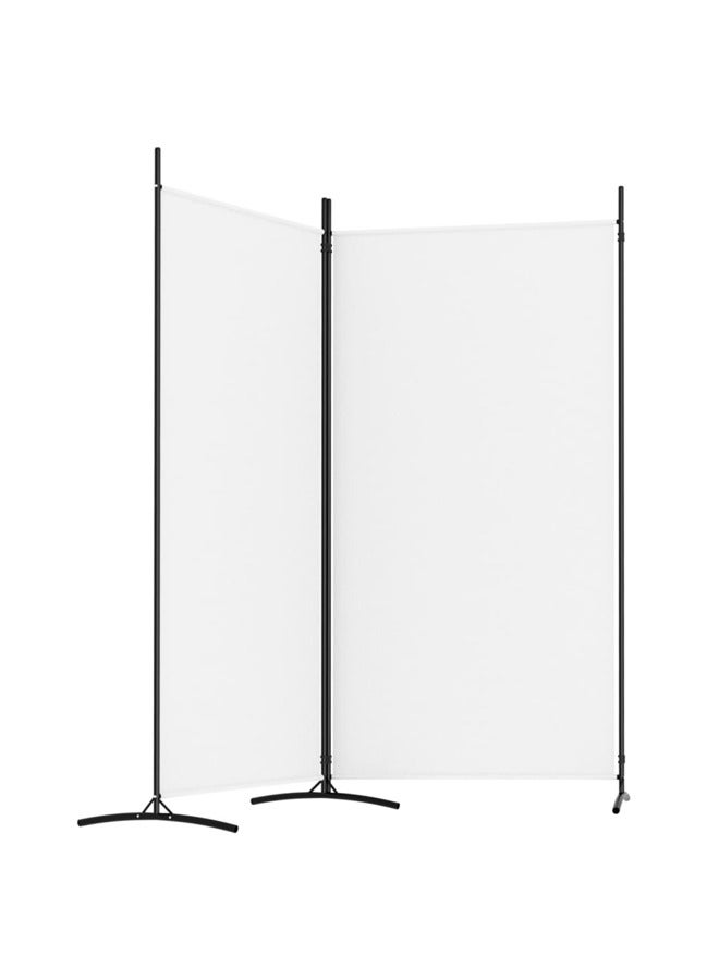 vidaxl 2-Panel Room Divider White 175x180 cm Fabric 350258 - Image 3