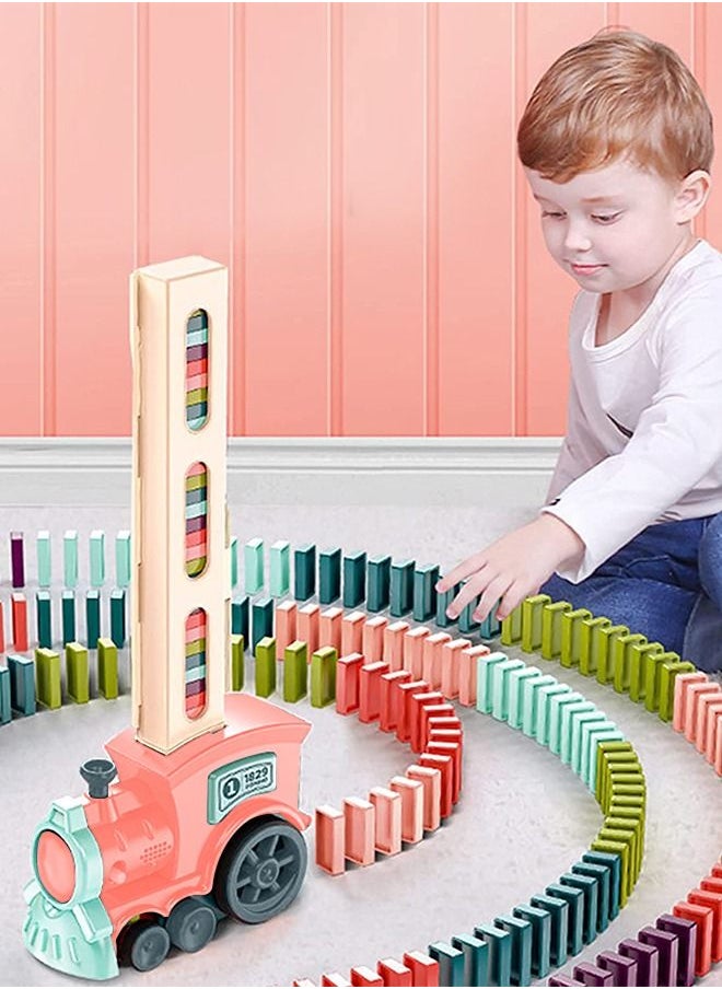 GROIC - 60 Pieces Dominos Train Toy Set, Automatic Domino Rally Train Model with Light and sound, Kids Domino Blocks Building Stacking Toy, Domino Set Stacker Game STEM Creative Gift - Image 1