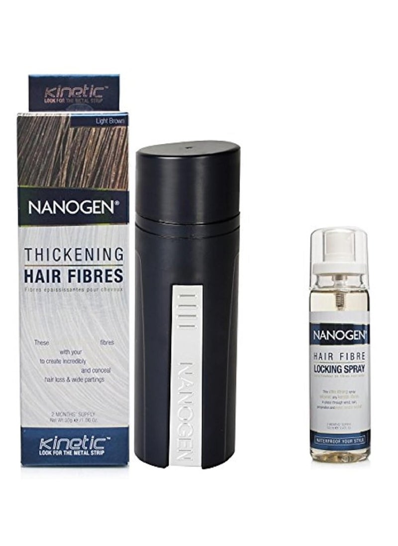Nanogen Nanogen Thikening Hair Fibre Dark Brown 30 gm with Locking Spray 100ml Combo Pack  - Image 1