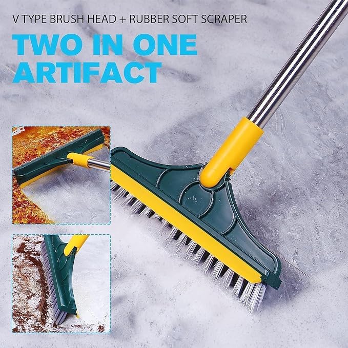 ASHGUJ 2-in-1 Bathroom Cleaning Brush with Wiper, Long Handle, 120° Rotating Head, 60 cm  - Image 3