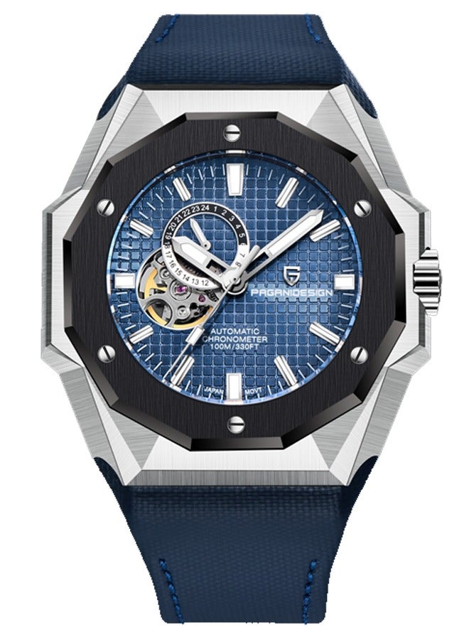 باغاني ديزاين جديد أزياء الرجال التلقائي الساعات الميكانيكية ، 42 ملليمتر الفولاذ المقاوم للصدأ الإطار مع الاصطناعية الياقوت ووتش نافذة و مضيئة الأيدي ، حزام من الجلد ، المألوف وتنوعا ، بد يس 010 - Image 1