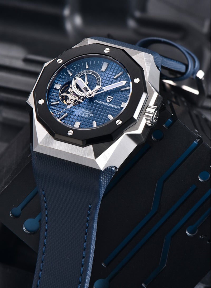 باغاني ديزاين جديد أزياء الرجال التلقائي الساعات الميكانيكية ، 42 ملليمتر الفولاذ المقاوم للصدأ الإطار مع الاصطناعية الياقوت ووتش نافذة و مضيئة الأيدي ، حزام من الجلد ، المألوف وتنوعا ، بد يس 010 - Image 3