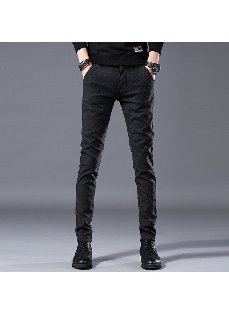 Generic - Men Fashion Brand Slim Fit Elastic Cotton Linen Casual Pants Trousers Comfortable Long Pants Suitable Teenagers 505 Gray - Image 1