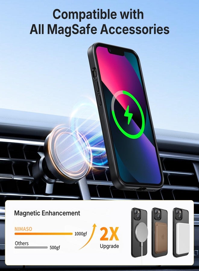 NIMASO iPhone 13/14 Case with 360 Rotating Ring Kickstand MagSafe Compatible Military Grade Shockproof Slim Translucent Magnetic Cover with Matte Back 6.1 Inch, Black - Image 4