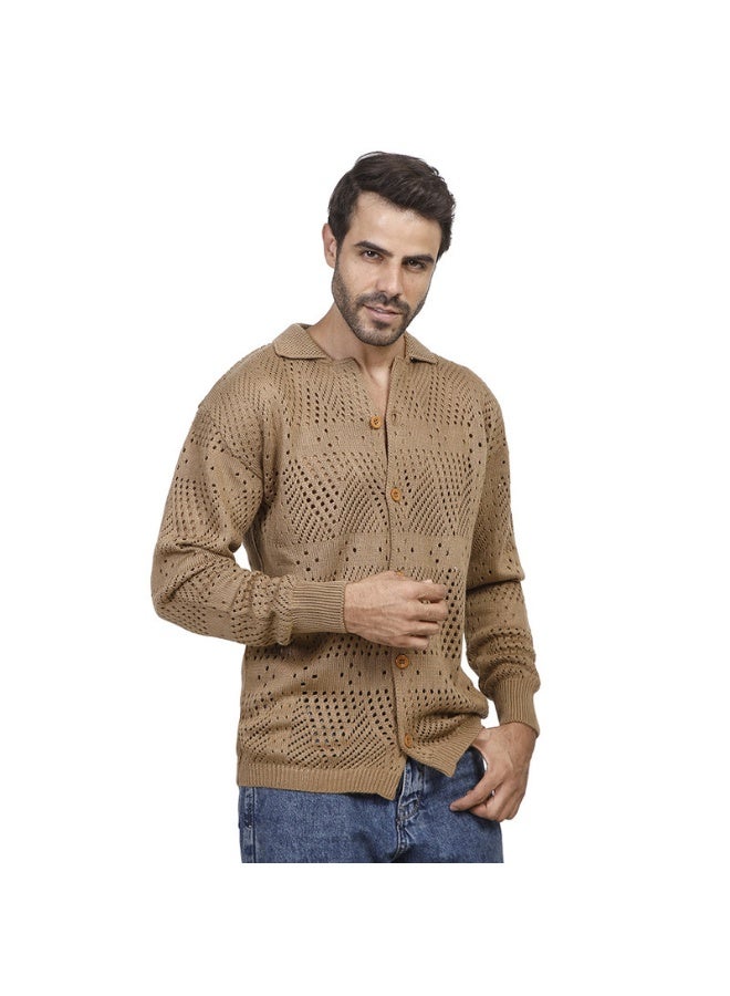 كوب كنزة رجالية كاجوال بأكمام طويلة - Image 1