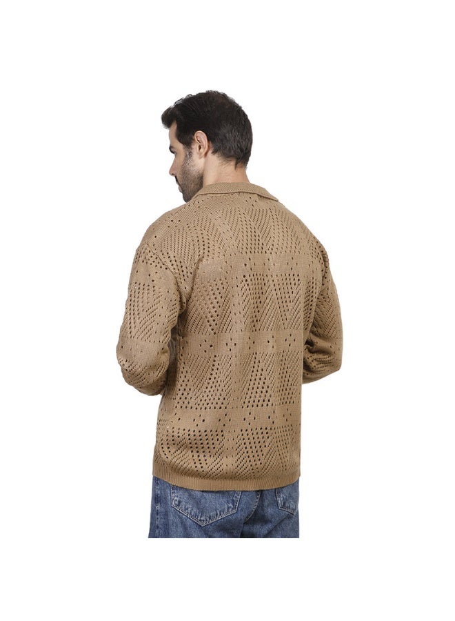 كوب كنزة رجالية كاجوال بأكمام طويلة - Image 3