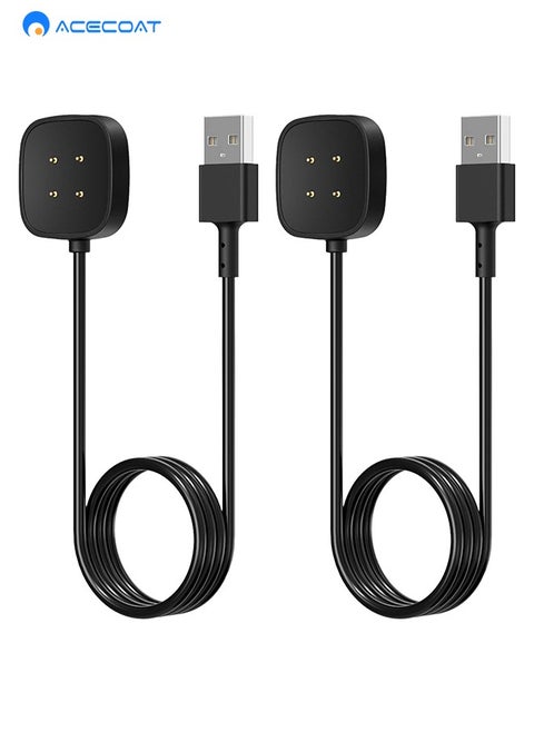 2 Pack Charger compatible with Fitbit Sense/Fitbit Sense 2, Fitbit Versa 3 / Fitbit Versa 4, Replacement Charging Charger Cable compatible with Fitbit Versa 4 / Fitbit Sense 2 Smartwatch, (3.3ft)