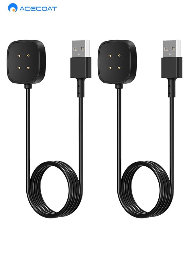 ACECOAT 2 Pack Charger compatible with Fitbit Sense/Fitbit Sense 2, Fitbit Versa 3 / Fitbit Versa 4, Replacement Charging Charger Cable compatible with Fitbit Versa 4 / Fitbit Sense 2 Smartwatch, (3.3ft)  - Image 1