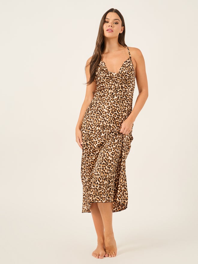 Styli Styli Leopard Print Cowl Neck Satin Slip  - Image 1