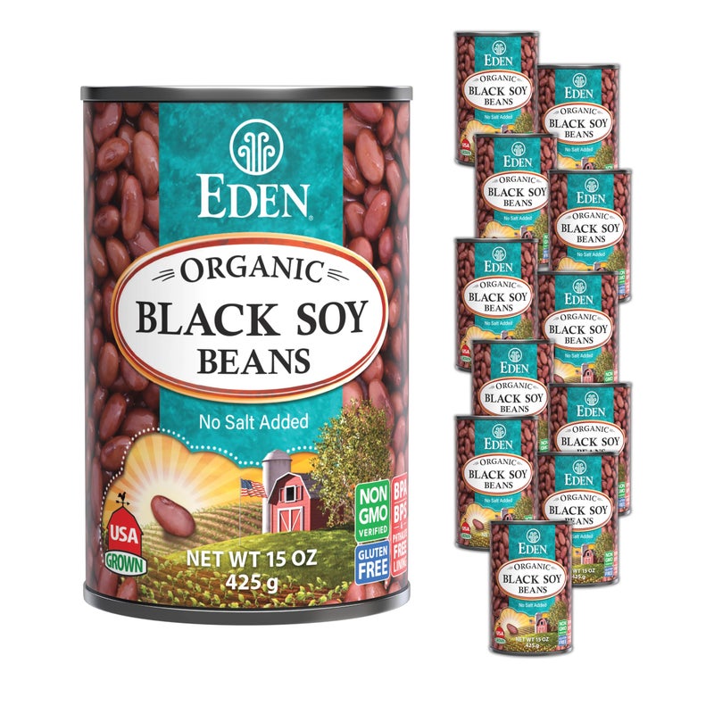 Eden Organic Black Soybeans, 15 oz Can (12-Pack), Complete Protein, No Salt, Non-GMO, Gluten Free, Vegan, Kosher, U.S. Grown, Heat and Serve, Macrobiotic, Soy Beans … - Image 1