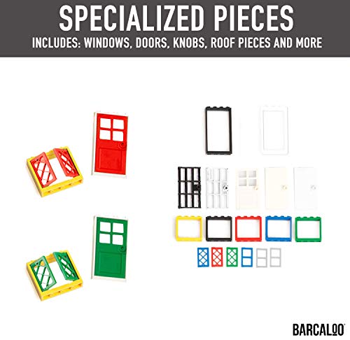 Barcaloo 200 Piece Windows Doors and Roof Tops Building Bricks Play Set 7 Classic Colors Includes Windows Doors and Roof Pieces Classic Colors - Image 5