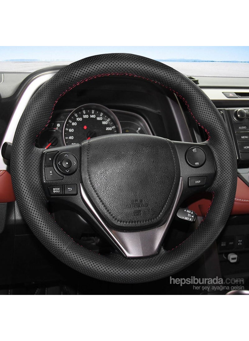 Automix Leather Steering Wheel Cover Wrapped Dotted Red  - Image 1