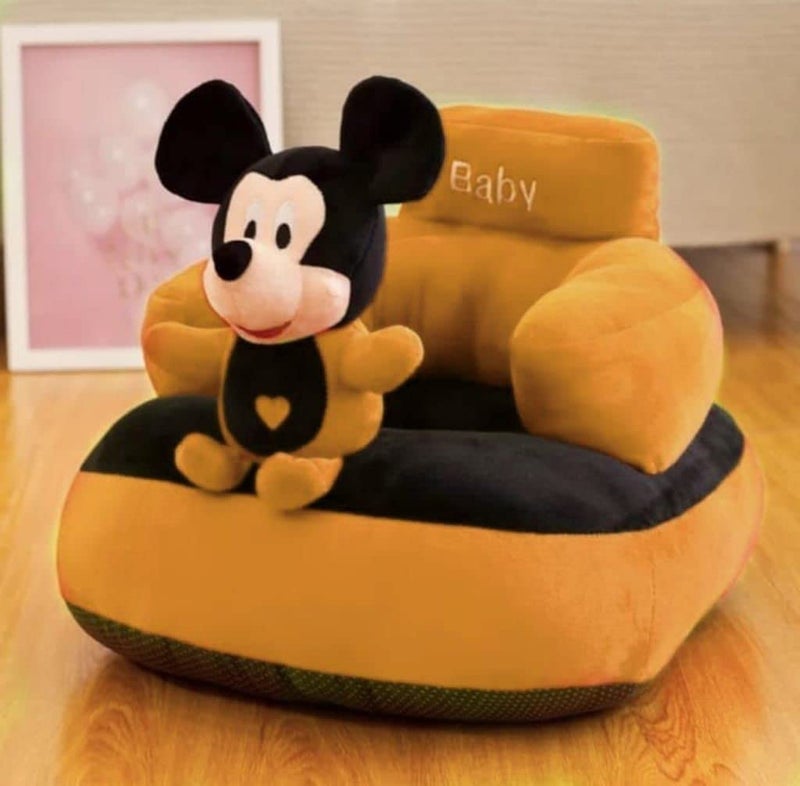 PWI Plush Baby Sitter with Backrest & Cartoon Support | Soft & Safe Seat for 0– 2 Years | Lightweight & Portable (Brown) - Image 1