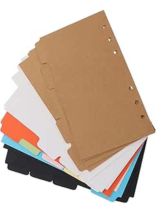 A6 Paper Binder Dividers 20Pcs 6 Hole Index Tabs Kraft Black White Cards