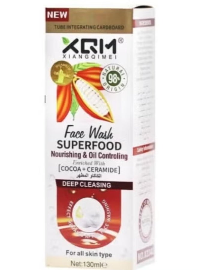 XQM Oil Control Whitening Facial Wash Enriched with Avocado & Omega 6 - 130 ml Plus XQM Superfood Nourishing & Oil Controling With Cocoa And Ceramide Face Wash 130 ml - Image 2