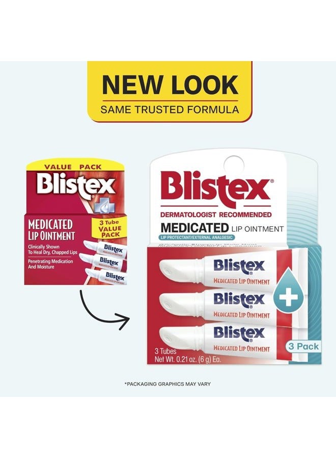 Blistex Medicated Lip Ointment, 0.21 Ounce Tube, Relieves Cold Sores & Helps Heal Dry Chapped Lips, Pain Relief from Lip Sores & Blisters, Healing Ointment, 3 Count(1 Pack) - Image 3