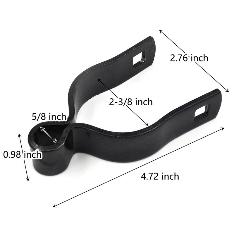 Zhupoub (4 Pack) 2-3/8"" Pressed Steel Chain Link Fence Gate Post Hinge, Chain Link Fence Female Hinge, With Nut/Bolt - Black - Image 2