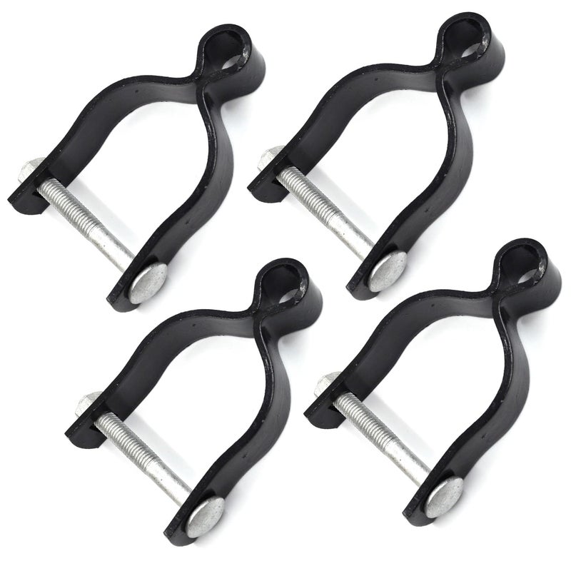 Zhupoub (4 Pack) 2-3/8"" Pressed Steel Chain Link Fence Gate Post Hinge, Chain Link Fence Female Hinge, With Nut/Bolt - Black - Image 1