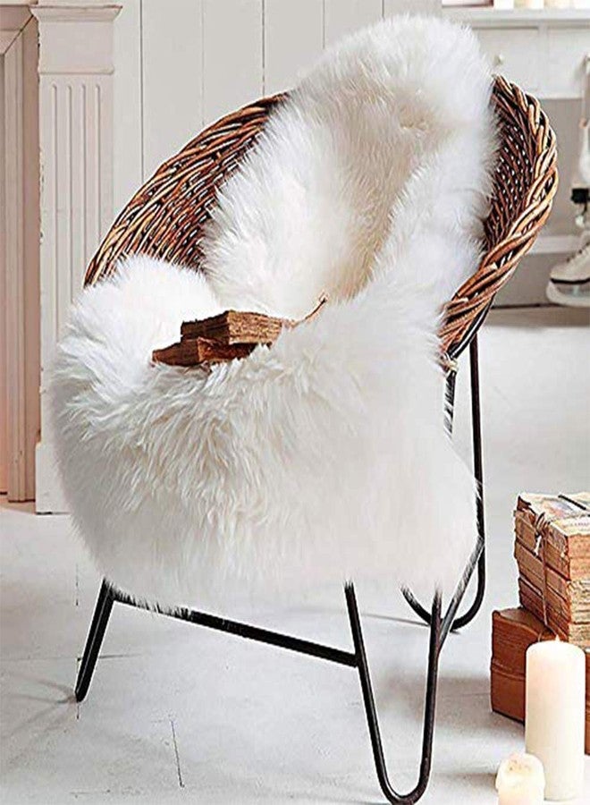 LOCHAS Deluxe Super Soft Fluffy Shaggy Home Decor Faux Sheepskin Rug for Bedroom Floor Sofa Chair, Chair Cover Seat Pad Couch Pad Area Carpet, 2ft x 3ft, Ivory White - Image 1