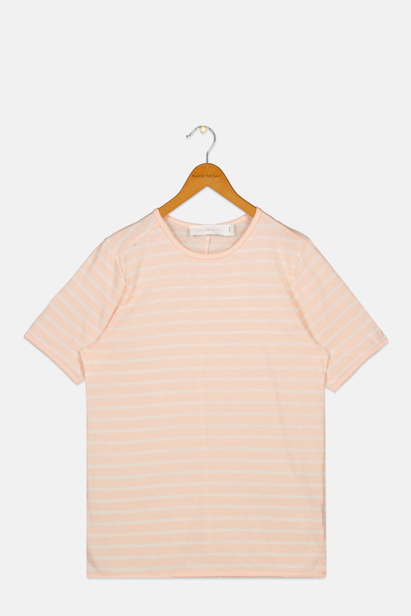 Scene & Heard Kids Boy Short Sleeves Stripe T-Shirt, Peach - Image 1