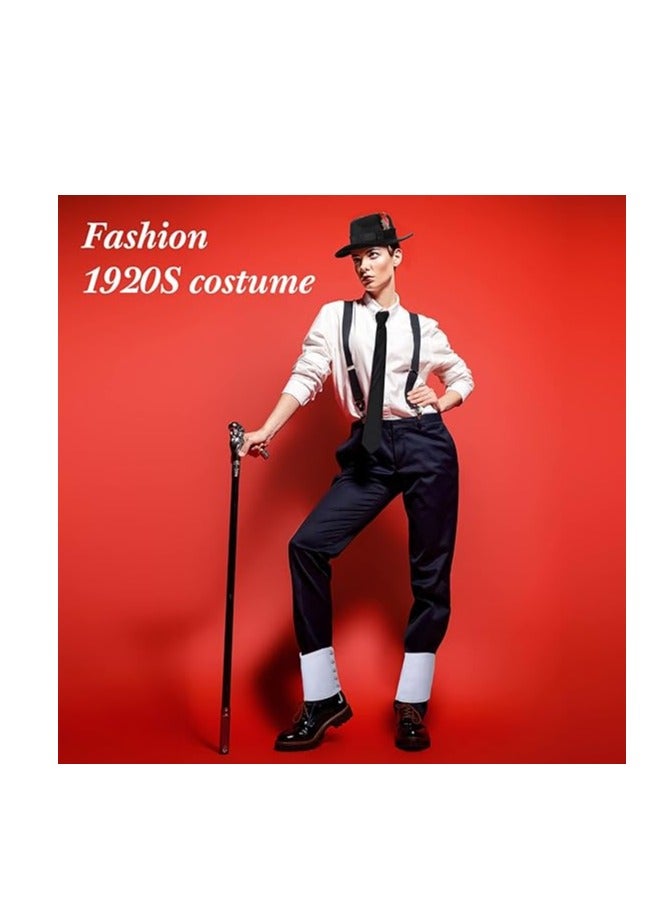 Men's Roaring 1920s Set, Black Hat Y Back Costume Braces Arm Bands Men Bow Tie and Suspender Sets Pocket Watch Spats - Image 5