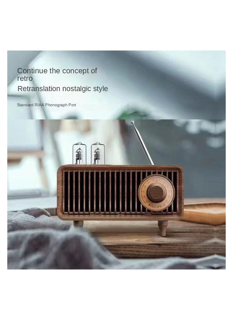 ARNOTEC - MusicApollo Retro Bluetooth Speaker Memory Card U Disk AUX Retro Radio Speaker with LED Light for Computer Laptop (Wooden) - Image 1