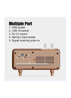ARNOTEC MusicApollo Retro Bluetooth Speaker Memory Card U Disk AUX Retro Radio Speaker with LED Light for Computer Laptop (Wooden)  - Image 4