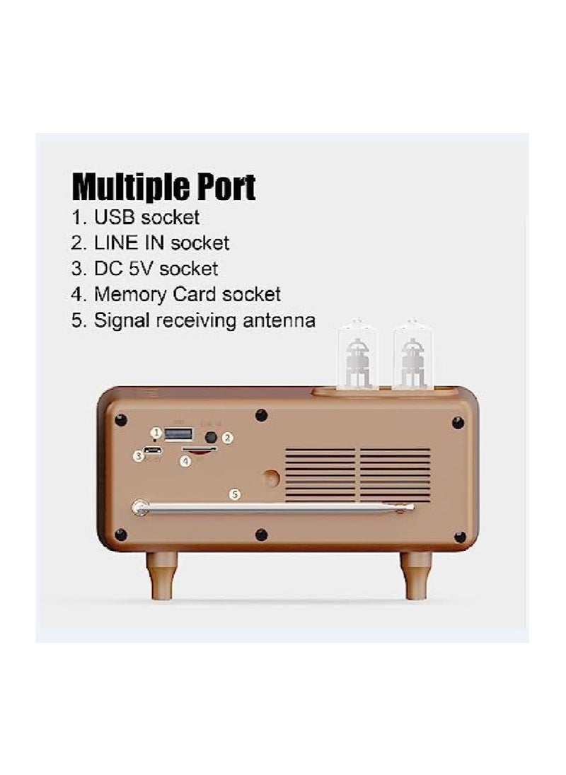 ARNOTEC - MusicApollo Retro Bluetooth Speaker Memory Card U Disk AUX Retro Radio Speaker with LED Light for Computer Laptop (Wooden) - Image 1